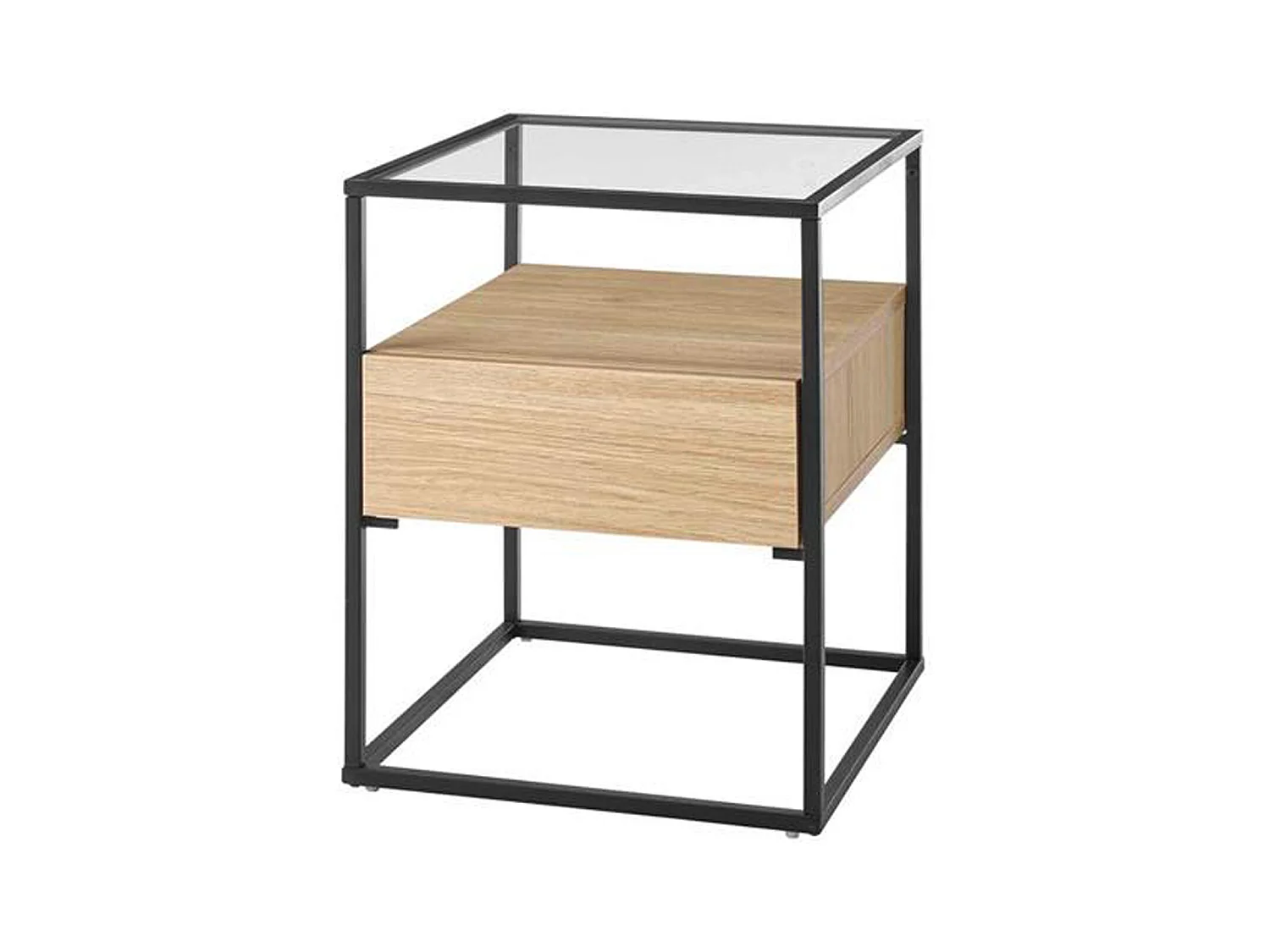 Table d'appoint en bois et métal coloris chêne - L.43 x H.54 x P.43 cm