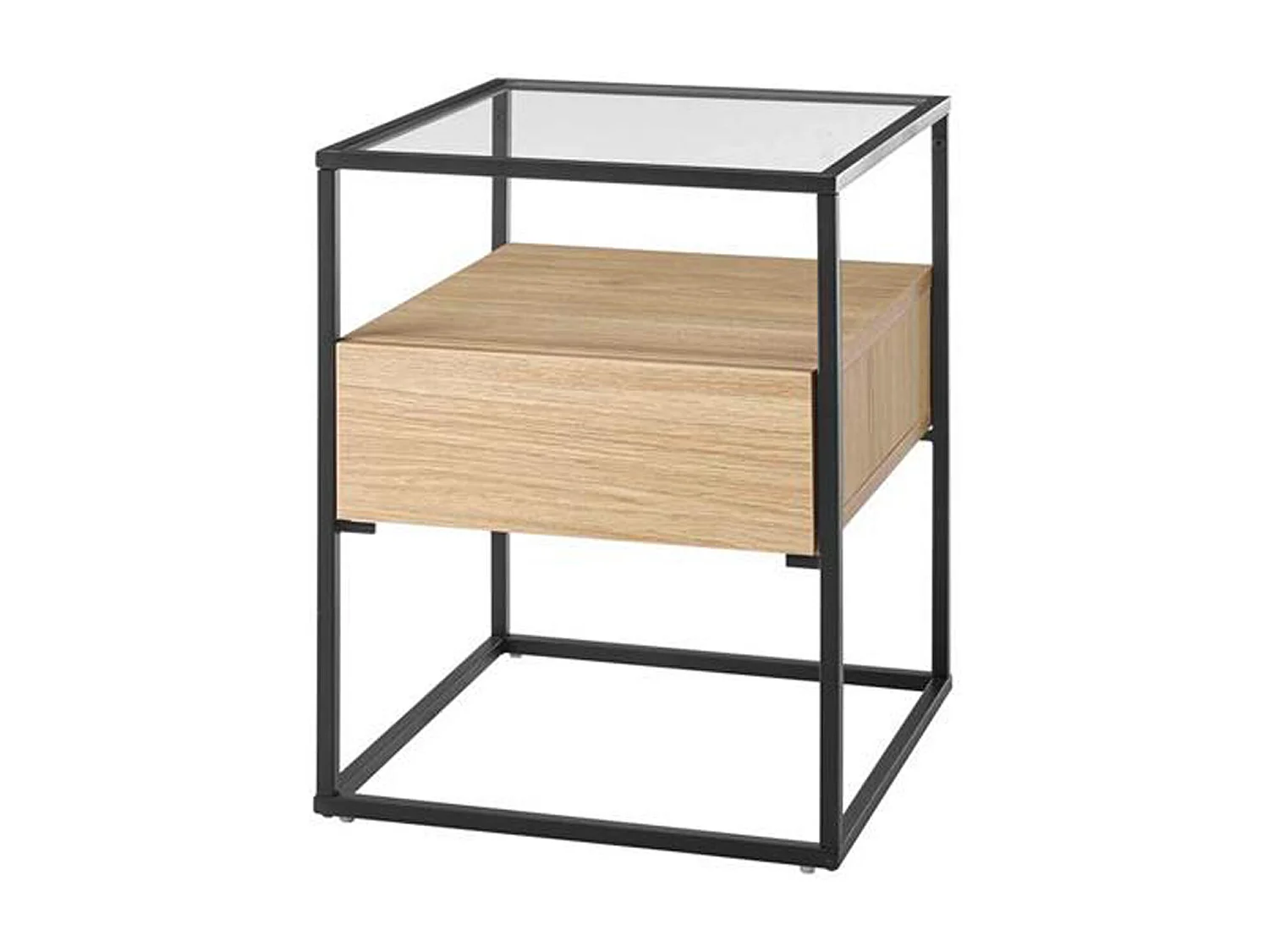 Table d'appoint en bois et métal coloris chêne - L.43 x H.54 x P.43 cm