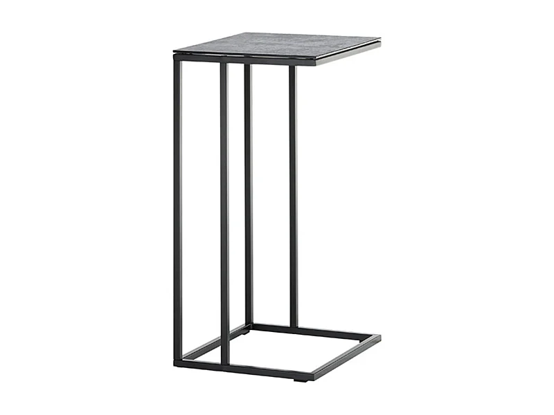Table d'appoint en céramique coloris gris et métal noir - Longueur 40 x Hauteur 70 x Profondeur 35 cm