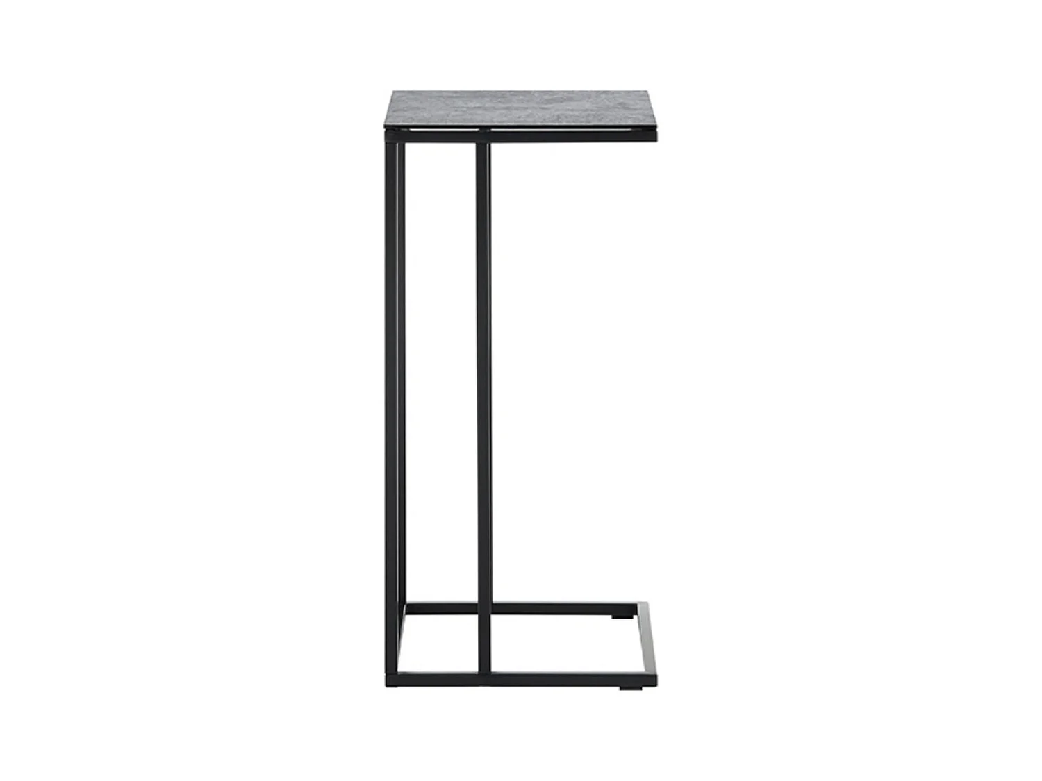 Table d'appoint en céramique coloris gris et métal noir - Longueur 40 x Hauteur 70 x Profondeur 35 cm