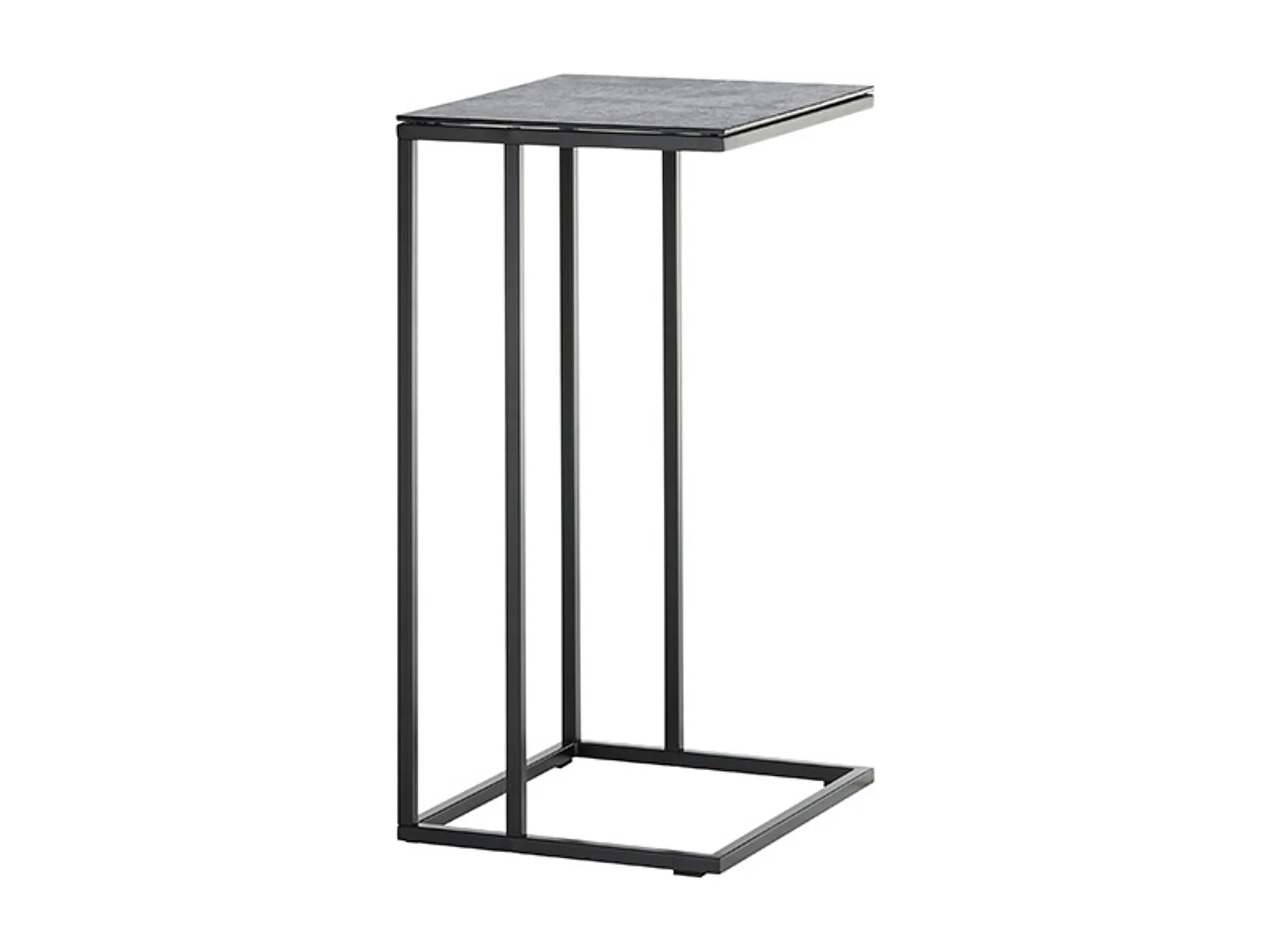 Table d'appoint en céramique coloris gris et métal noir - Longueur 40 x Hauteur 70 x Profondeur 35 cm