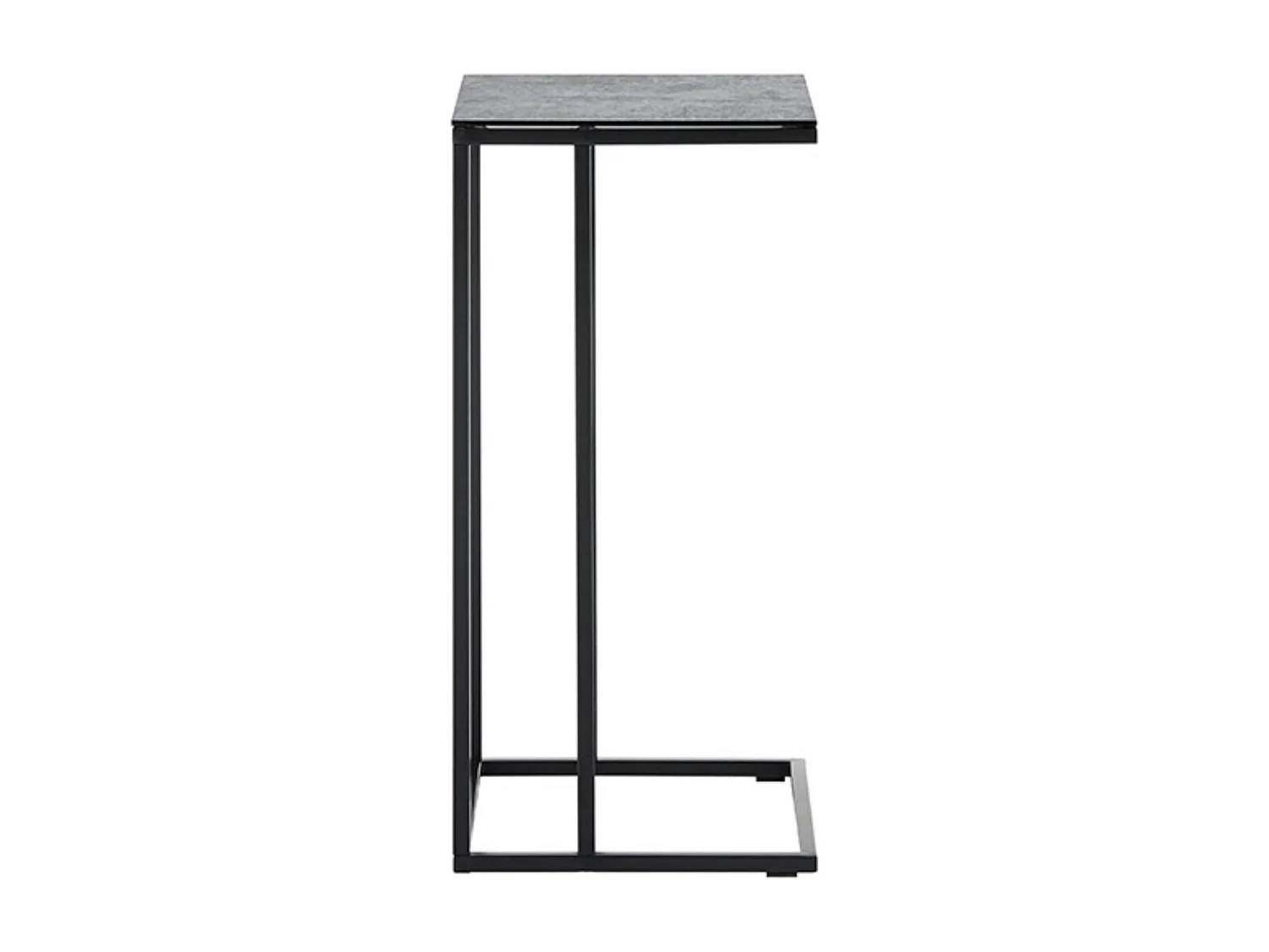 Table d'appoint en céramique coloris gris et métal noir - Longueur 40 x Hauteur 70 x Profondeur 35 cm
