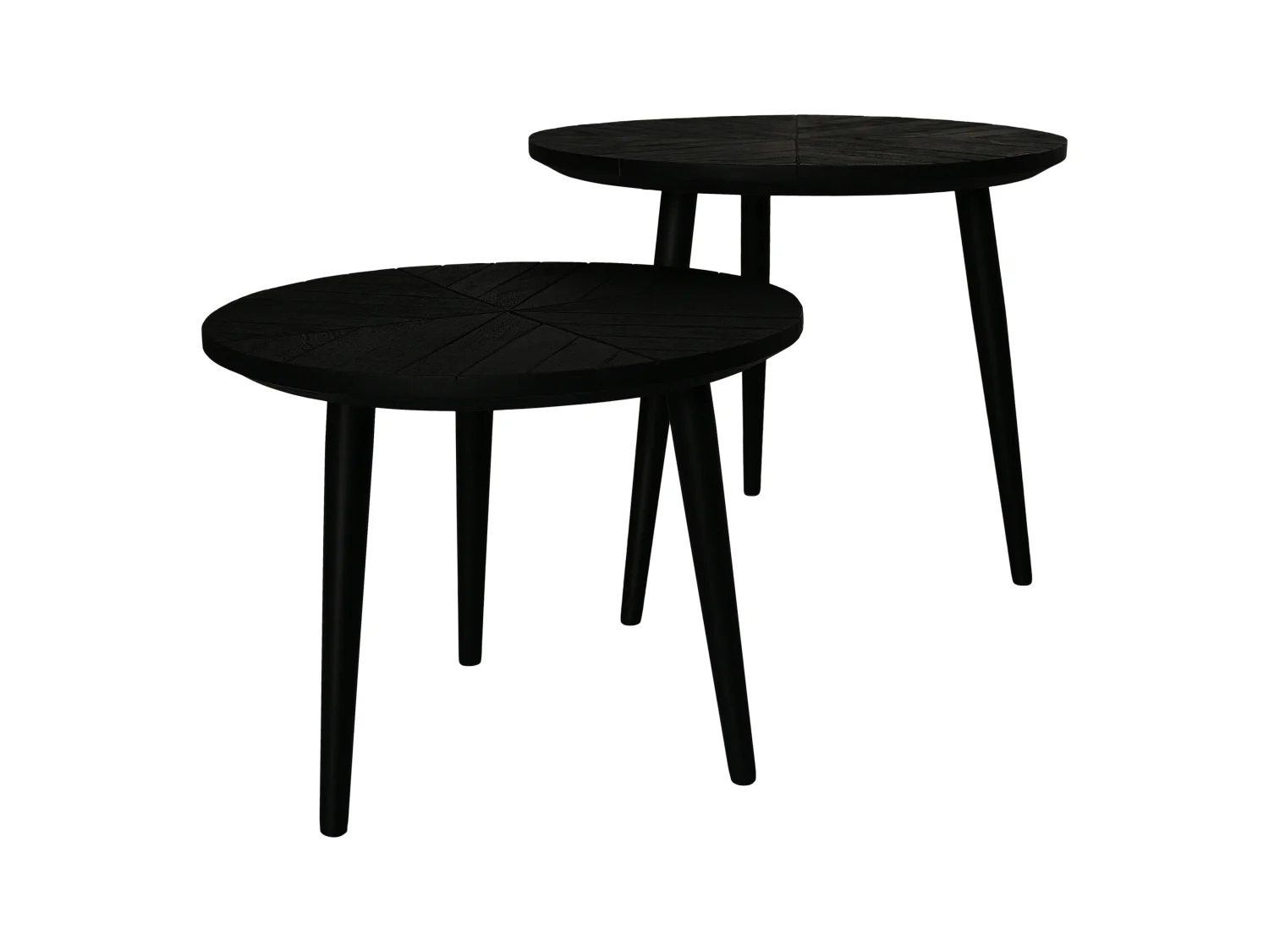 Verona - Lot de 2 tables rondes - bois de manguier et fer - noir - 60 x 50 x 60 cm