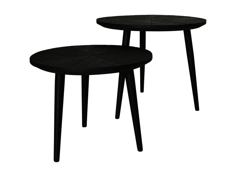 Verona - Lot de 2 tables rondes - bois de manguier et fer - noir - 60 x 50 x 60 cm