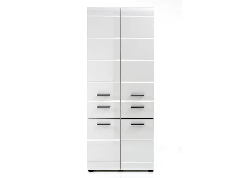 SKIN - Meuble salle de bain. Meuble colonne double mélaminé blanc brillant. L - H - P : 60 | 182 | 31 cm