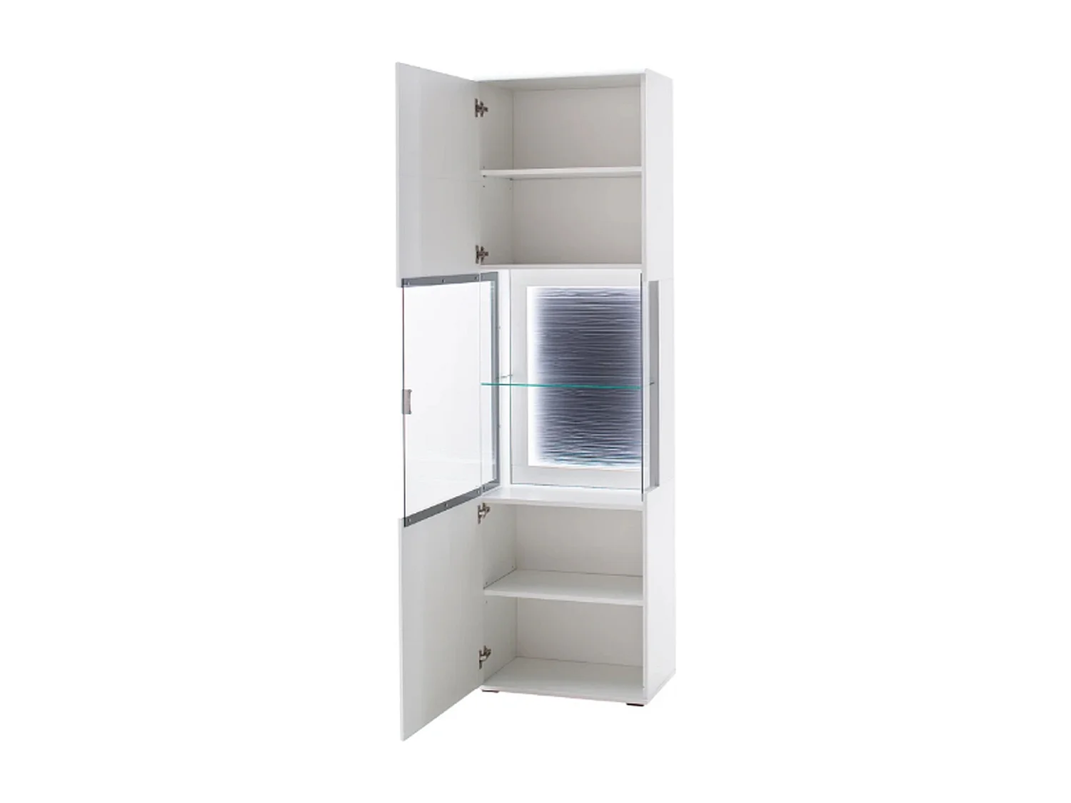 Vitrine / Meuble de rangement en bois coloris blanc mat - L.60 x H.208 x P.38 cm