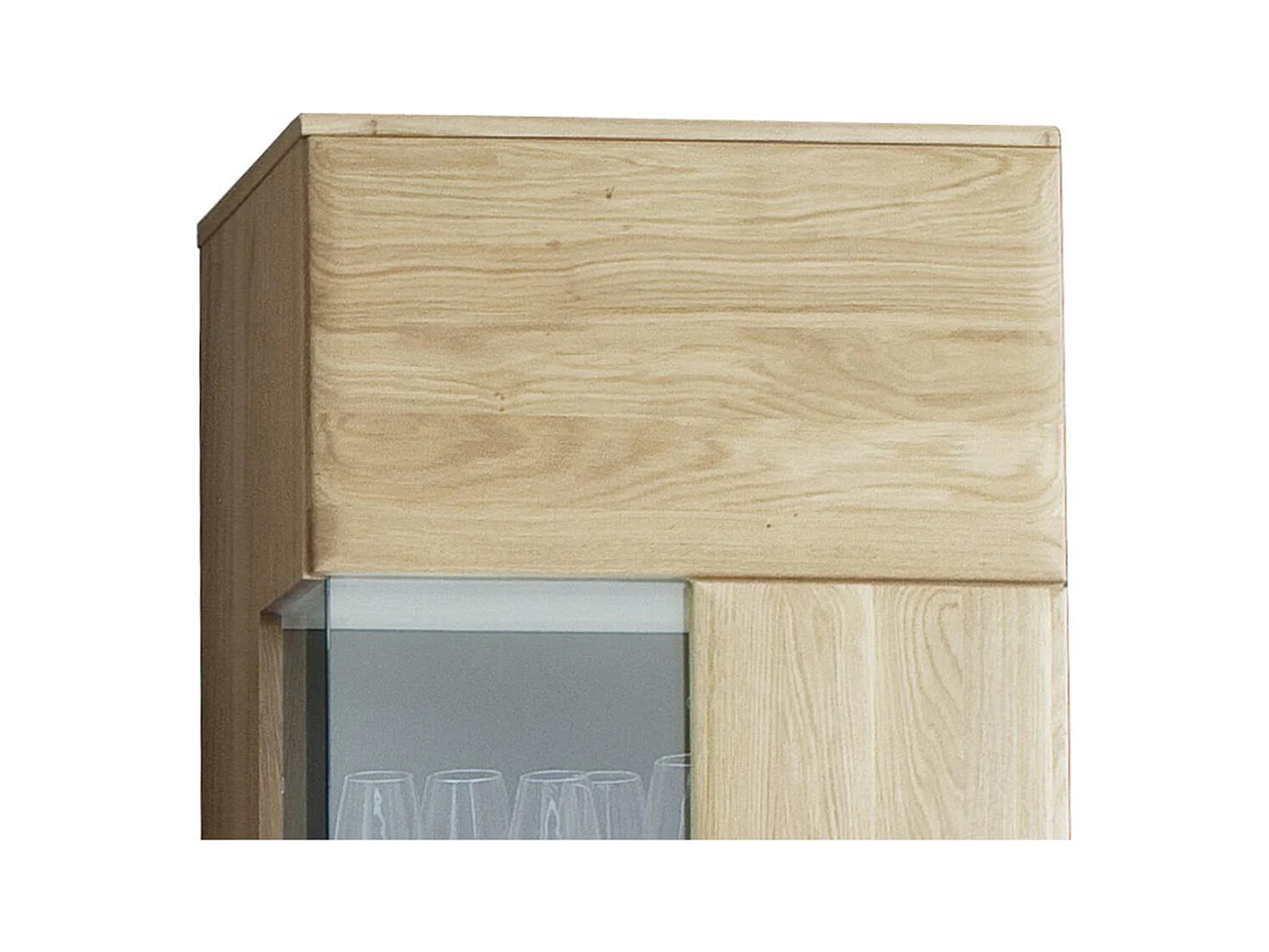 Vitrine droite en chêne massif Bianco + LED - L.60 x H.208 x P.38 cm