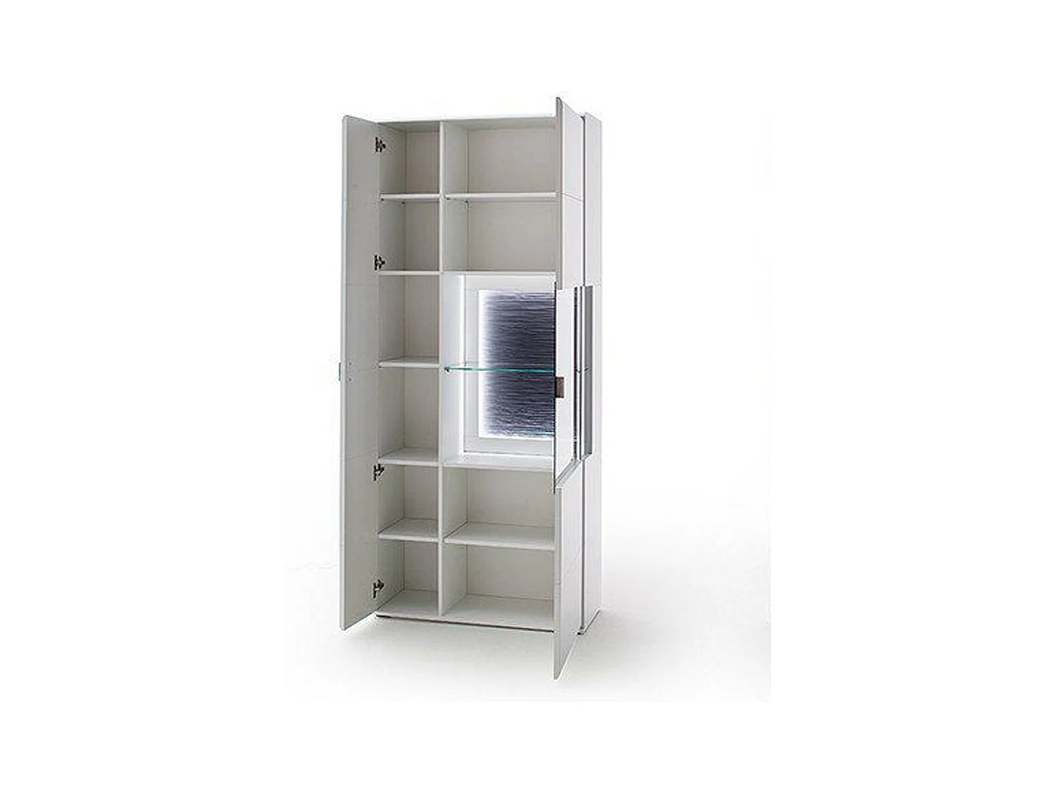 Vitrine / Meuble de rangement en bois coloris blanc mat - L.90 x H.208 x P.38 cm