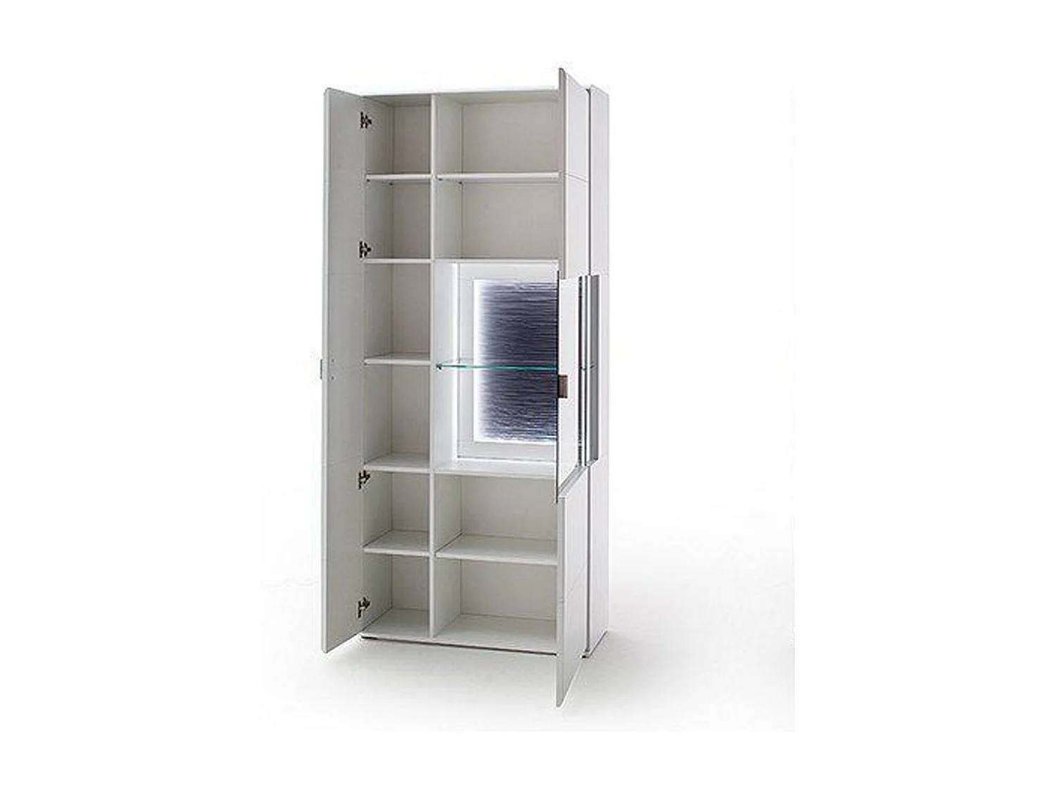 Vitrine / Meuble de rangement en bois coloris blanc mat - L.90 x H.208 x P.38 cm