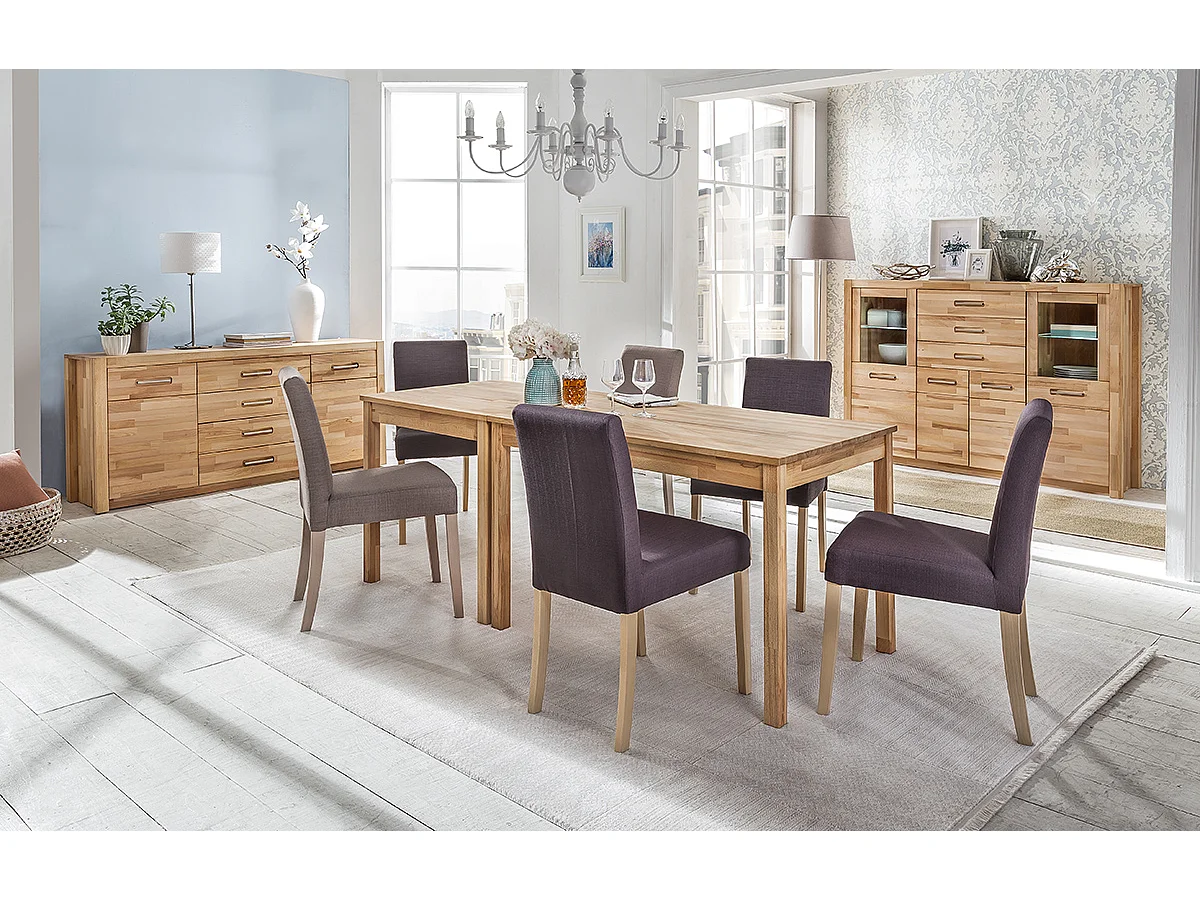 Table de salle à manger en bois hêtre massif huilé coloris naturel - longueur 110 x hauteur 76 x profondeur 70 cm