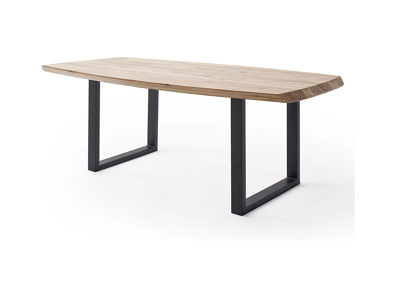 Table de salle à manger rectangulaire en bois d'acacia coloris naturel, pieds en métal peint anthracite - longueur 180 x hauteur 77 x profondeur 100 cm