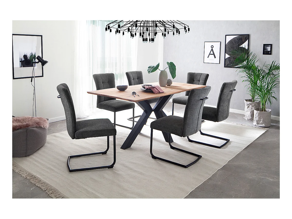 Table à manger,table de repas coloris chêne poutre massif - Longueur 180 x Hauteur 77 x Profondeur 90 cm