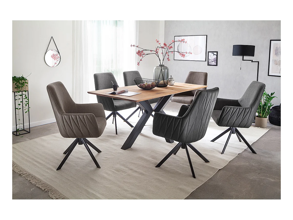 Table à manger,table de repas coloris chêne poutre massif - Longueur 180 x Hauteur 77 x Profondeur 90 cm