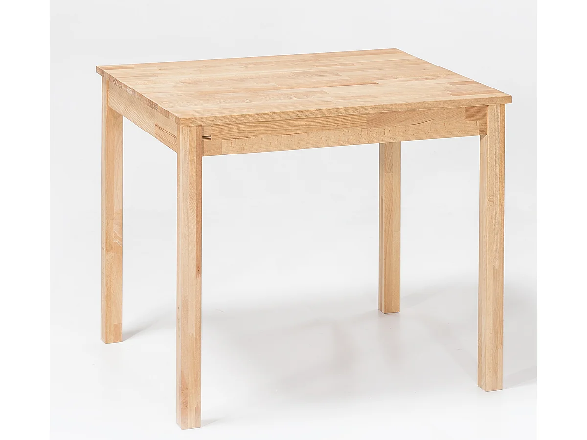Table de salle à manger en bois hêtre massif huilé coloris naturel - longueur 70 x hauteur 76 x profondeur 70 cm