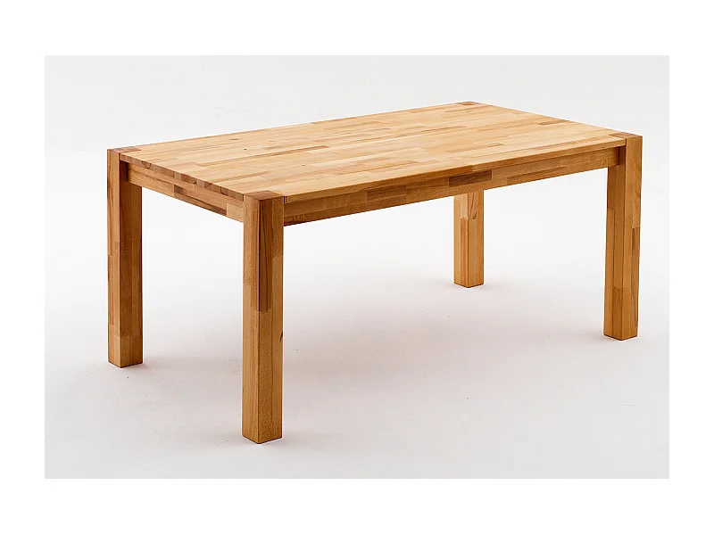 Table de salle à manger rectangulaire en bois hêtre massif huilé coloris naturel - longueur 140 x hauteur 77 x profondeur 80 cm