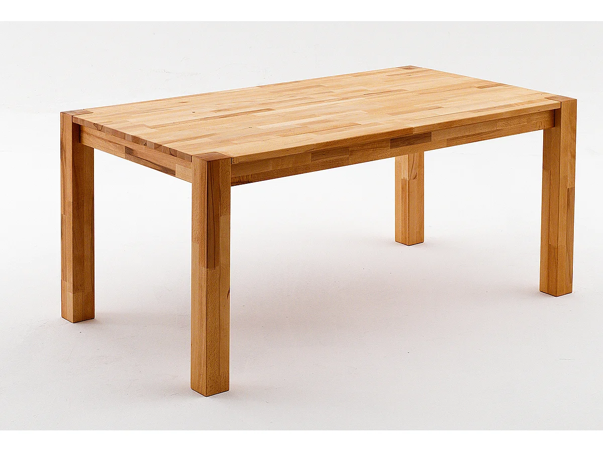 Table de salle à manger rectangulaire en bois hêtre massif huilé coloris naturel - longueur 140 x hauteur 77 x profondeur 80 cm