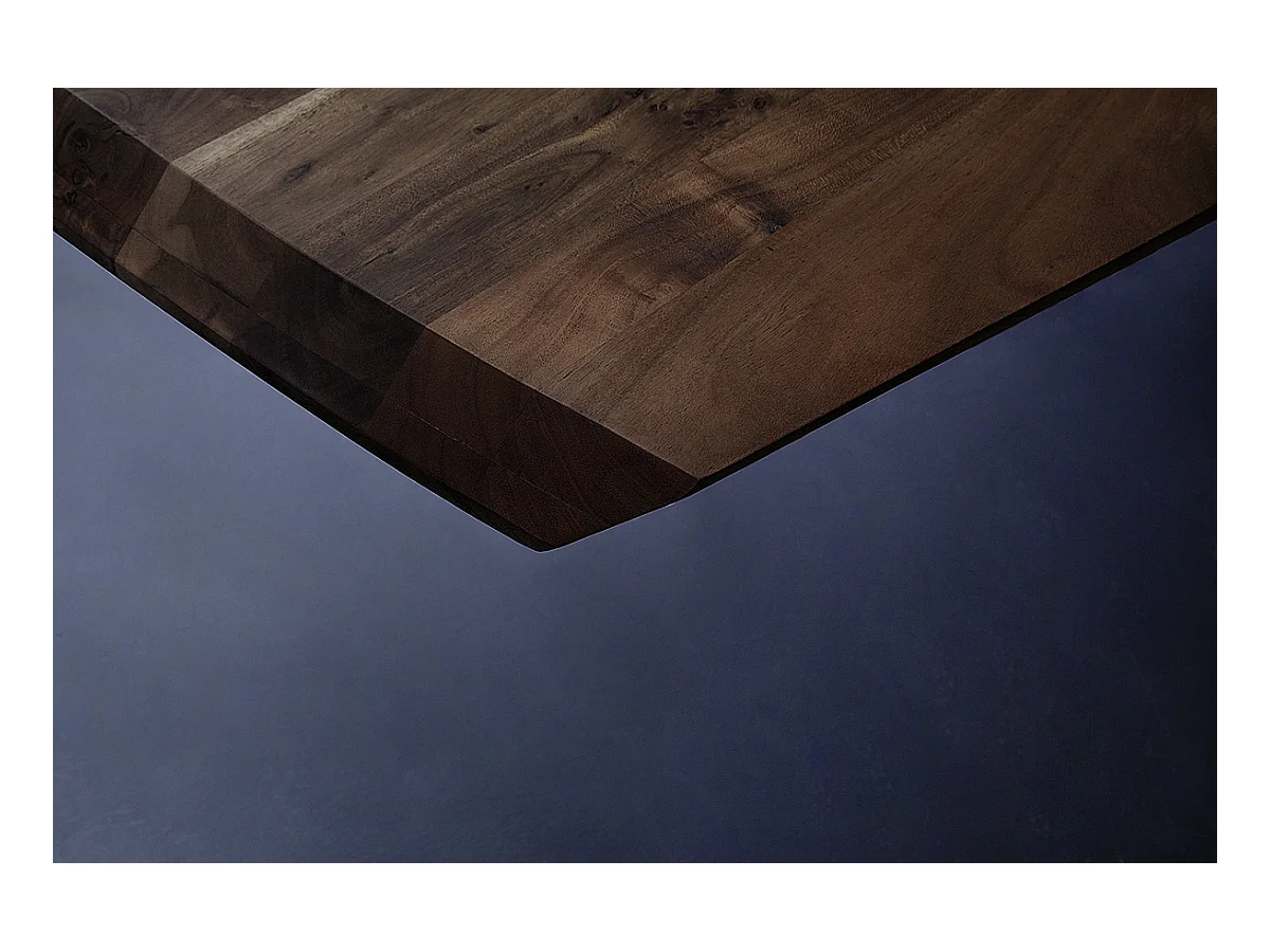 Table de salle à manger rectangulaire en bois d'acacia coloris noyer, pieds en métal peint coloris anthracite - longueur 180 x hauteur 77 x profondeur 100 cm