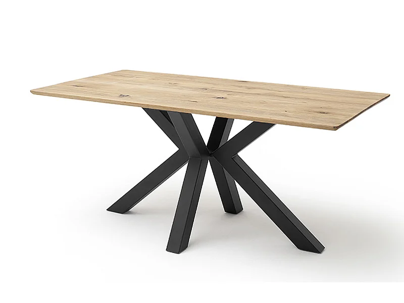 Table à manger, table de repas coloris chêne poutre , pieds en métal noir - Longueur 200 x Hauteur 77 x Profondeur 100 cm