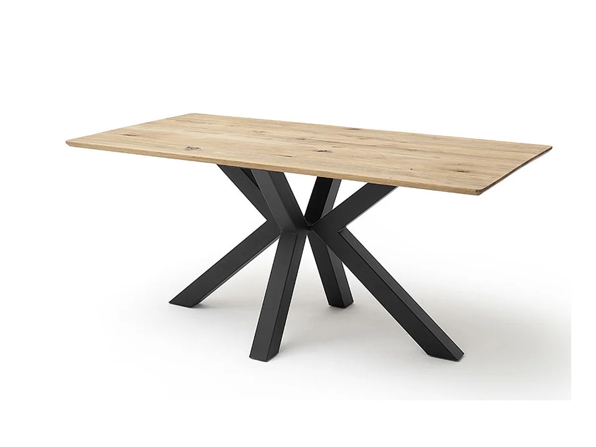 Table à manger, table de repas coloris chêne poutre , pieds en métal noir - Longueur 200 x Hauteur 77 x Profondeur 100 cm