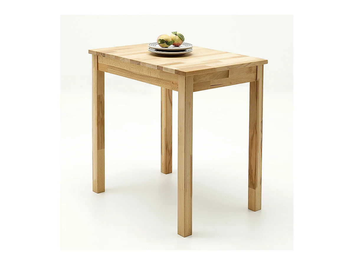 Table de salle à manger en bois hêtre massif huilé coloris chêne sauvage - longueur 70 x hauteur 76 x profondeur 70 cm