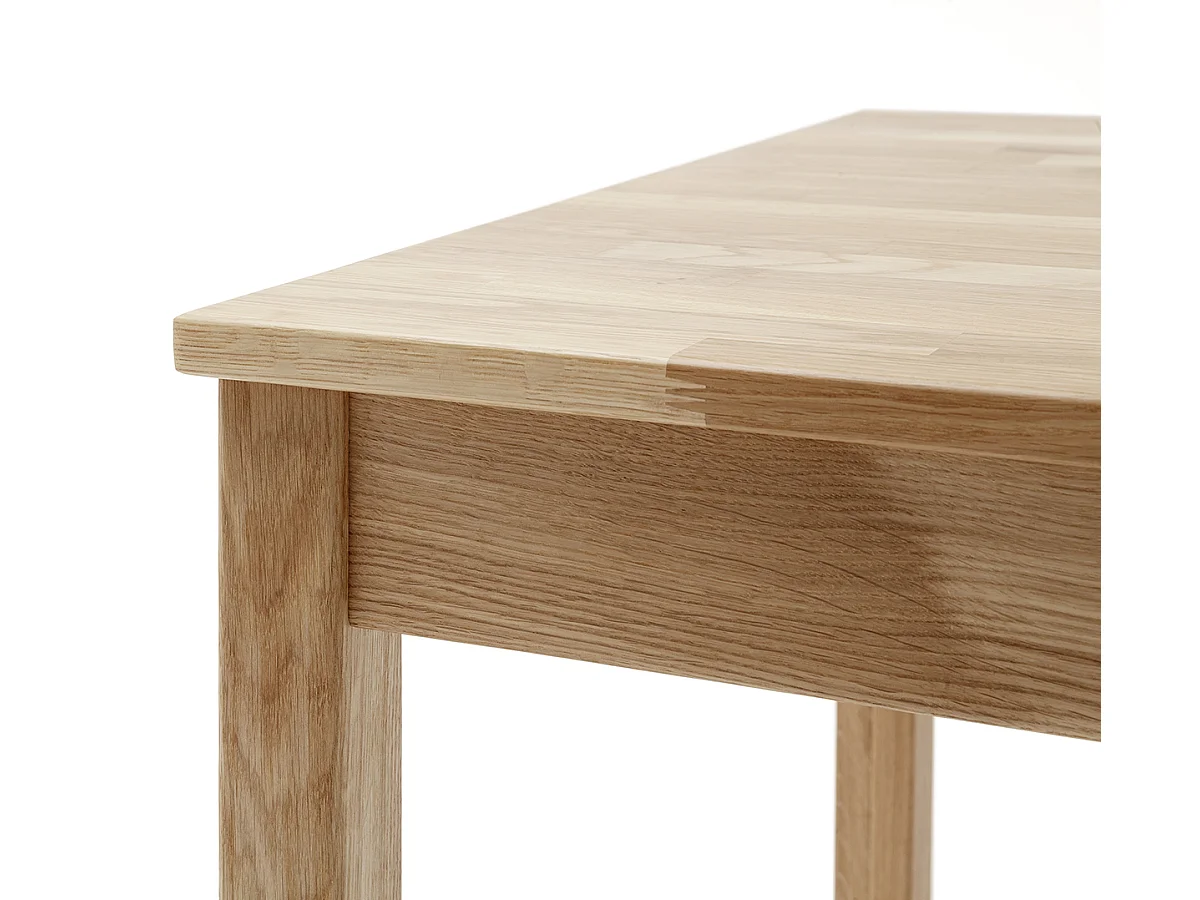 Table de salle à manger en bois hêtre massif huilé coloris chêne sauvage - longueur 70 x hauteur 76 x profondeur 70 cm