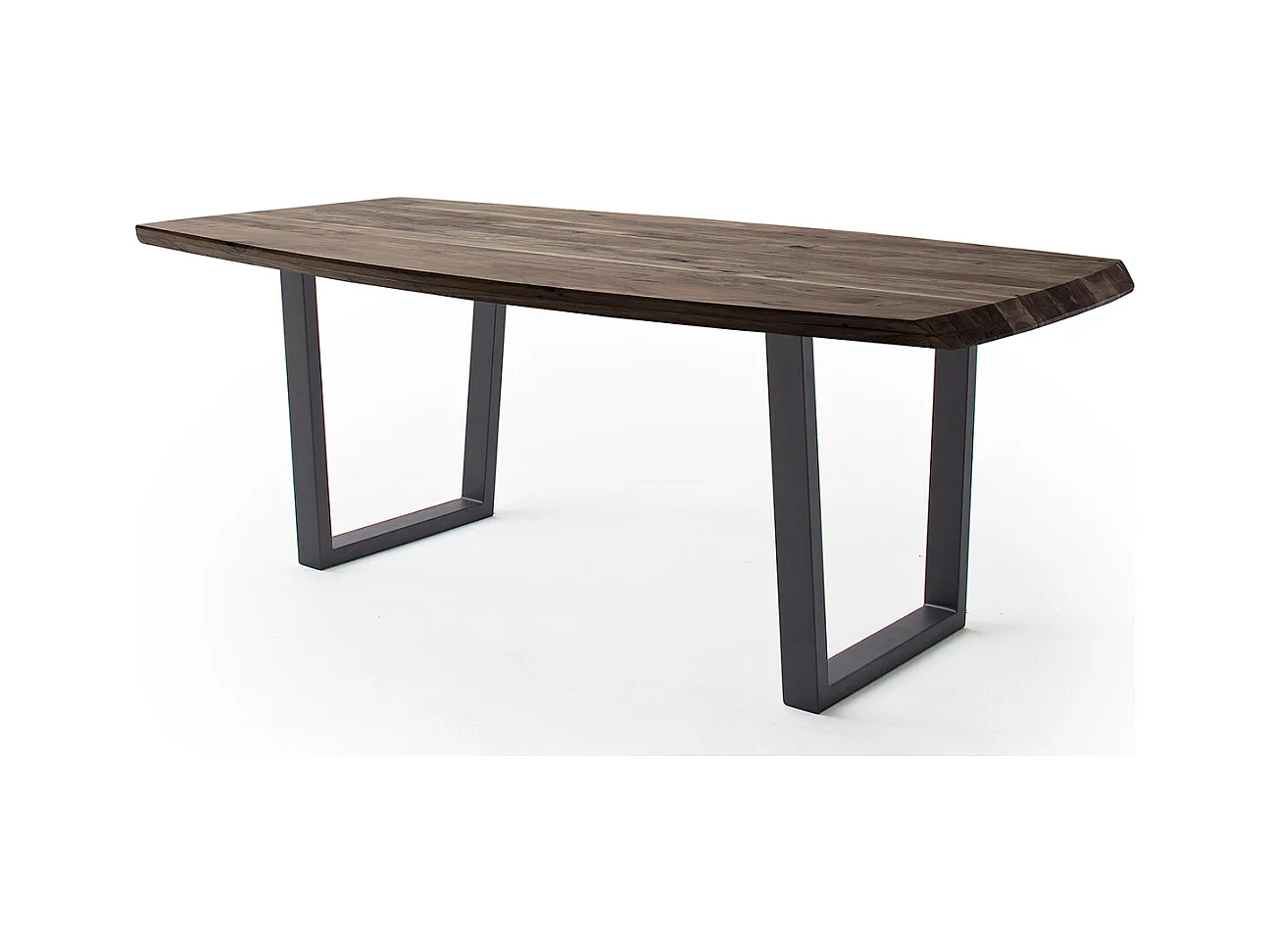 Table de salle à manger rectangulaire en bois d'acacia coloris Noyer, pieds en métal peint anthracite - longueur 200 x hauteur 77 x profondeur 100 cm
