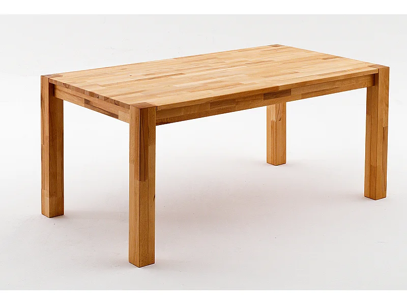 Table de salle à manger rectangulaire en bois hêtre massif huilé coloris chêne sauvage - longueur 140 x hauteur 77 x profondeur 80 cm