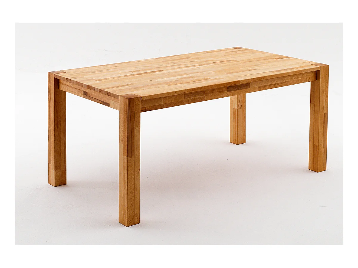 Table de salle à manger rectangulaire en bois hêtre massif huilé coloris chêne sauvage - longueur 140 x hauteur 77 x profondeur 80 cm