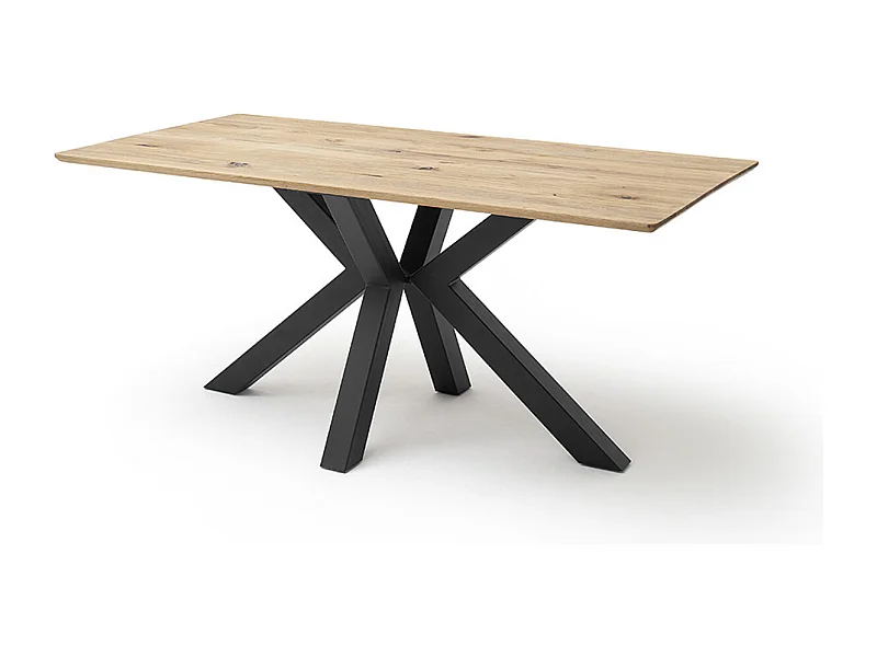 Table à manger, table de repas coloris chêne massif, gris noir - Longueur 220 x Hauteur 77 x Profondeur 100 cm