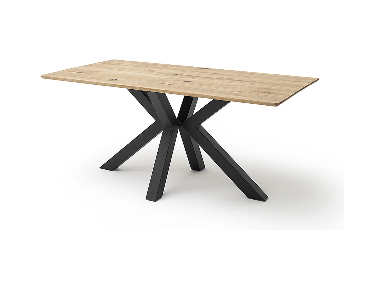 Table à manger, table de repas coloris chêne massif, gris noir - Longueur 220 x Hauteur 77 x Profondeur 100 cm