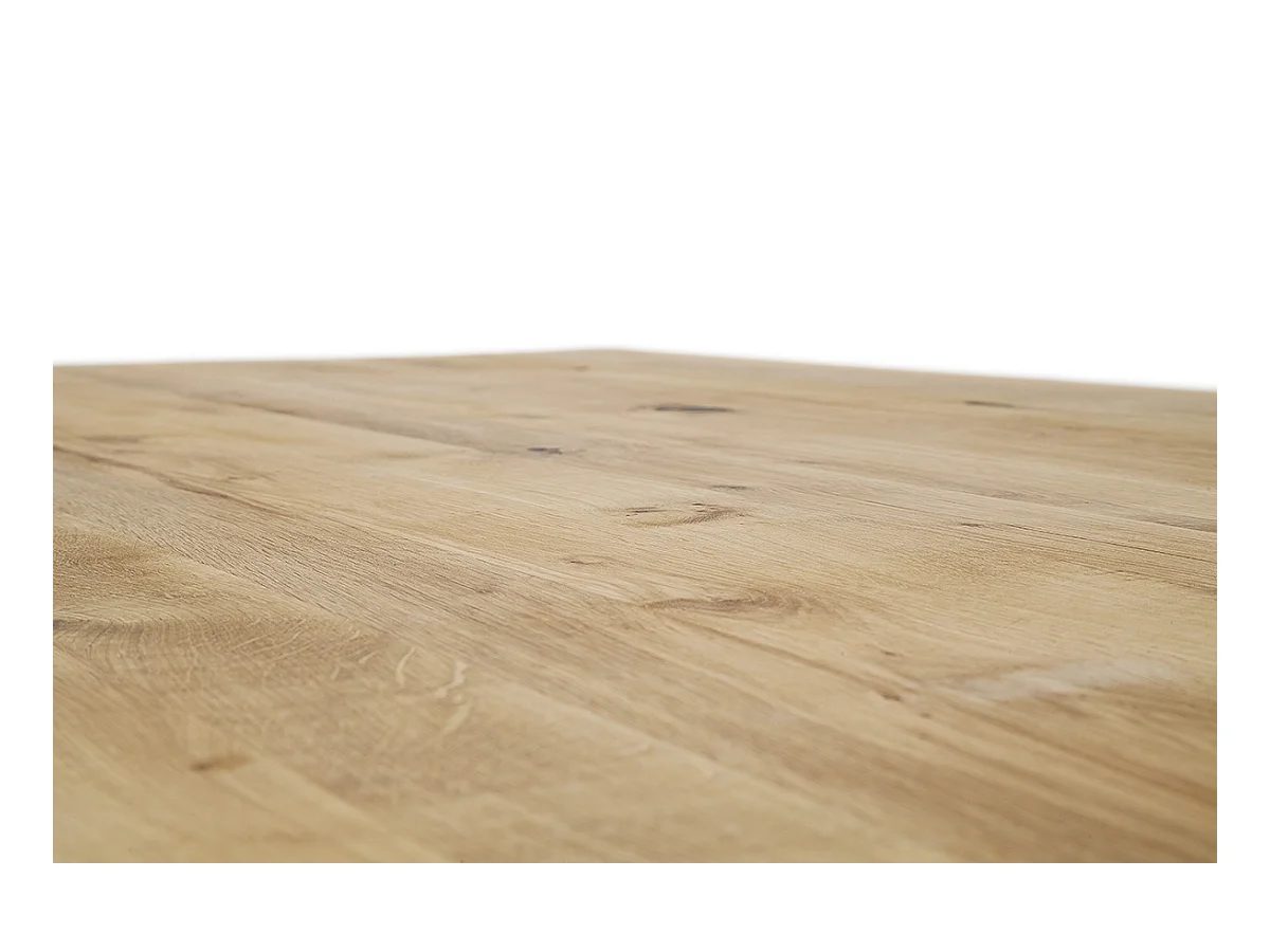 Table à manger, table de repas coloris chêne massif, gris noir - Longueur 220 x Hauteur 77 x Profondeur 100 cm