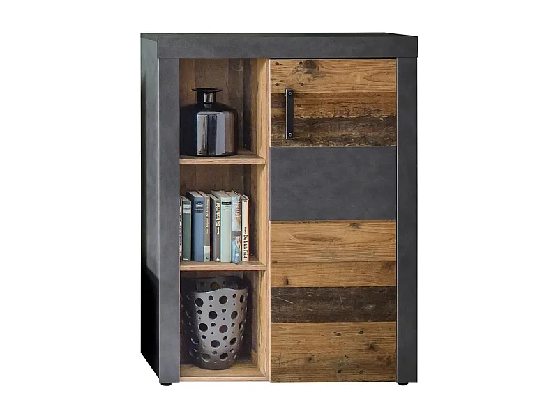 1-deurs donker eiken en grijs melamine dressoir Orcel