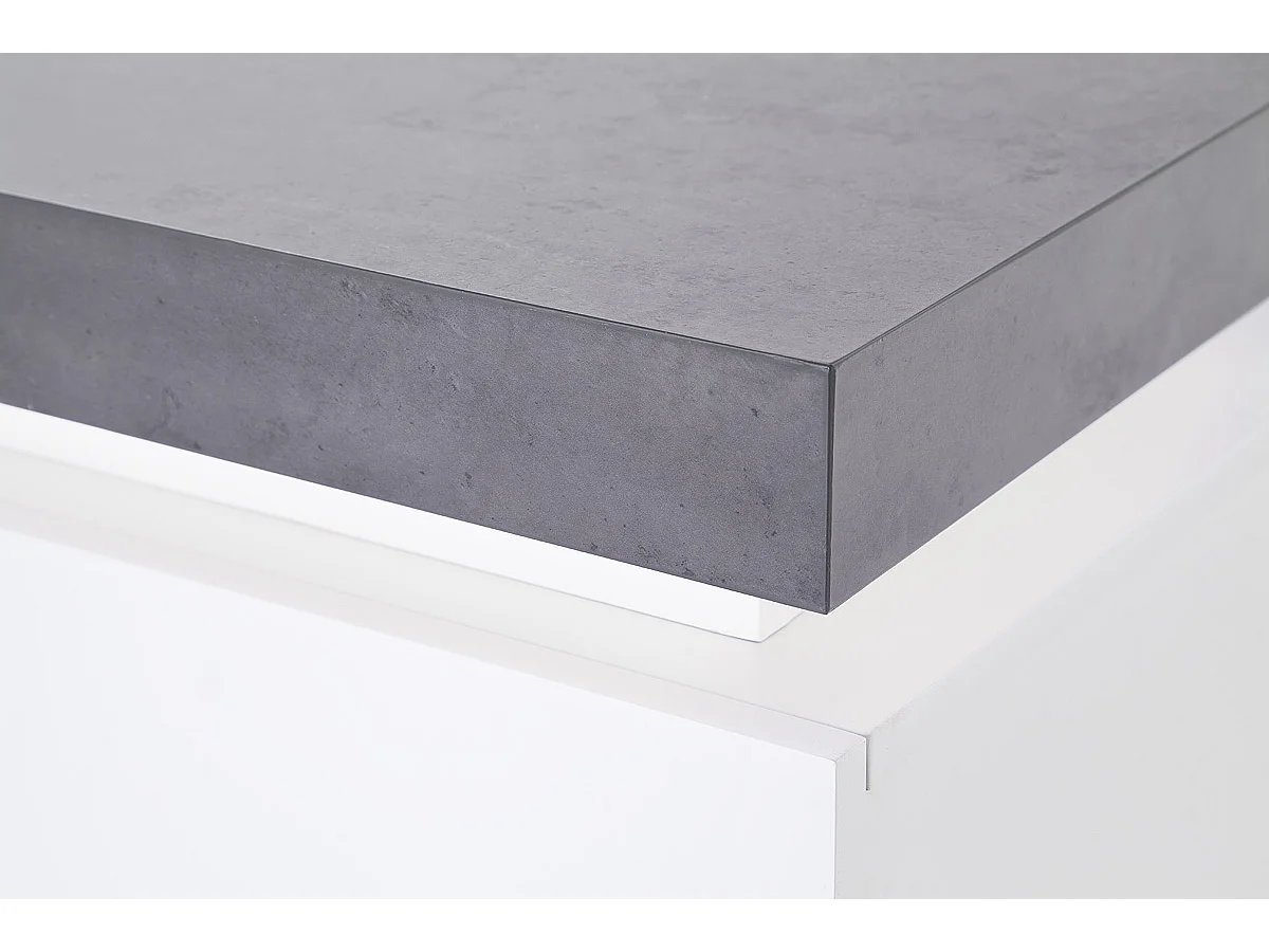 Buffet, meuble de rangement en bois coloris blanc, gris béton - Longueur 200 x Hauteur 80 x Profondeur 40 cm