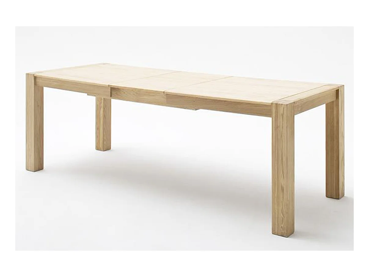 Table à manger extensible en bois massif chêne bianco - L.180-230 x H.78 x P.90 cm