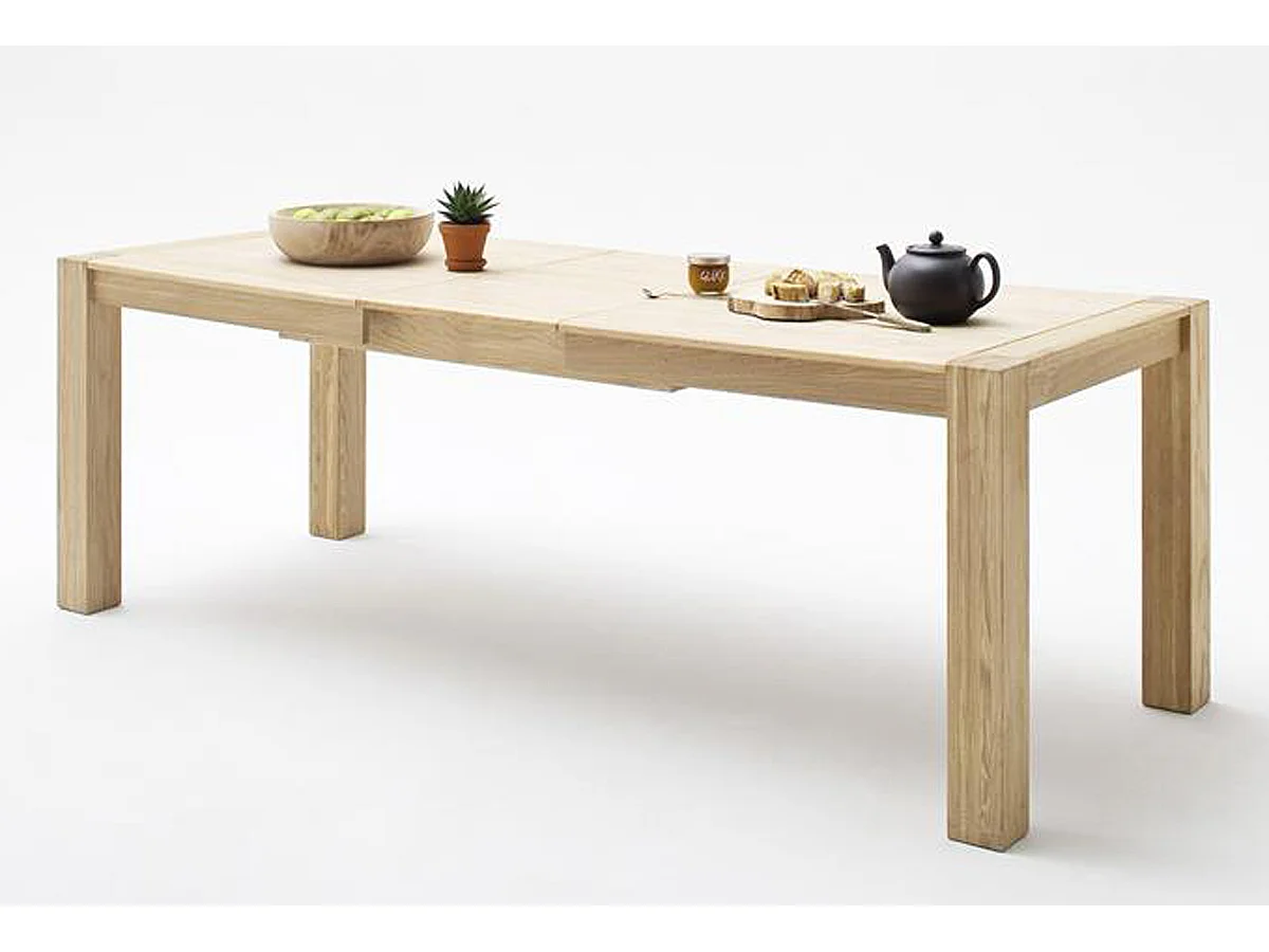 Table à manger extensible en bois massif chêne bianco - L.180-230 x H.78 x P.90 cm
