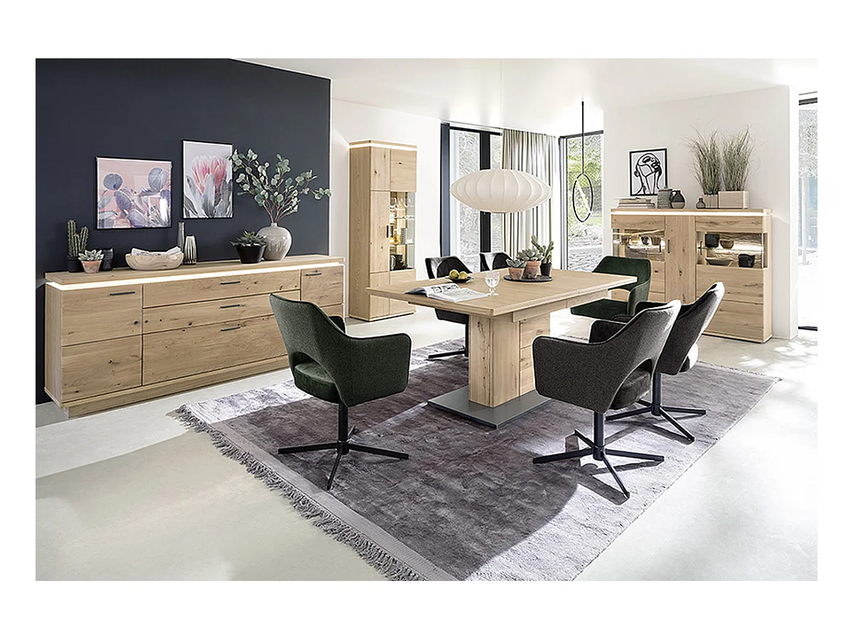 Table à manger extensible en chêne sobmre huilé - L.180-230 x H.77 x P.100 cm