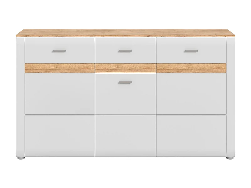 Ashton Sideboard 3 Türen, 1 Schublade matt hellgrau,Eiche dekor.