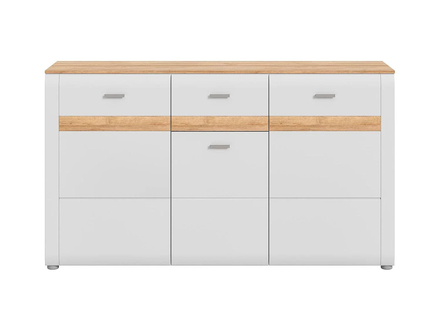 Ashton buffet 3 portes, 1 tiroir mat gris clair,chêne décor.