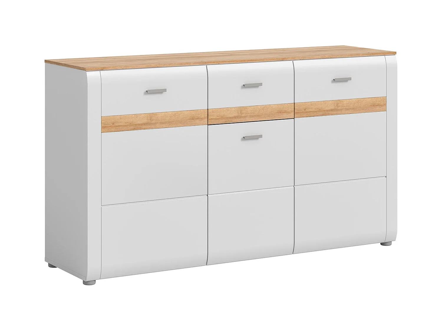 Ashton dressoir 3 deuren, 1 lade mat lichtgrijs,eik decor.