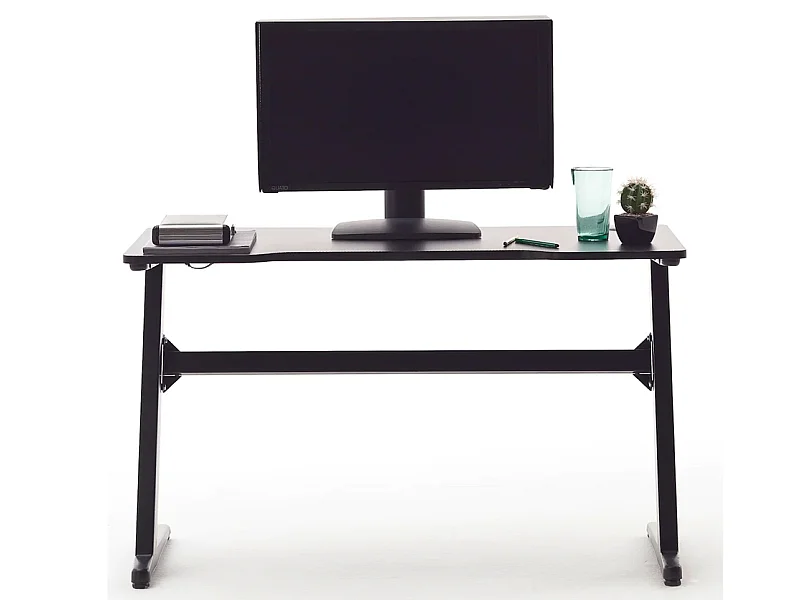 Bureau d'ordinateur / table de jeu aspect carbone en métal + LED - Longueur 120 x Hauteur 73 x Profondeur 60 cm