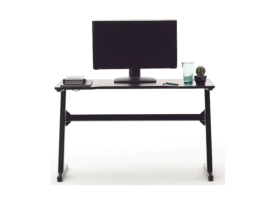 Bureau d'ordinateur / table de jeu aspect carbone en métal + LED - Longueur 120 x Hauteur 73 x Profondeur 60 cm