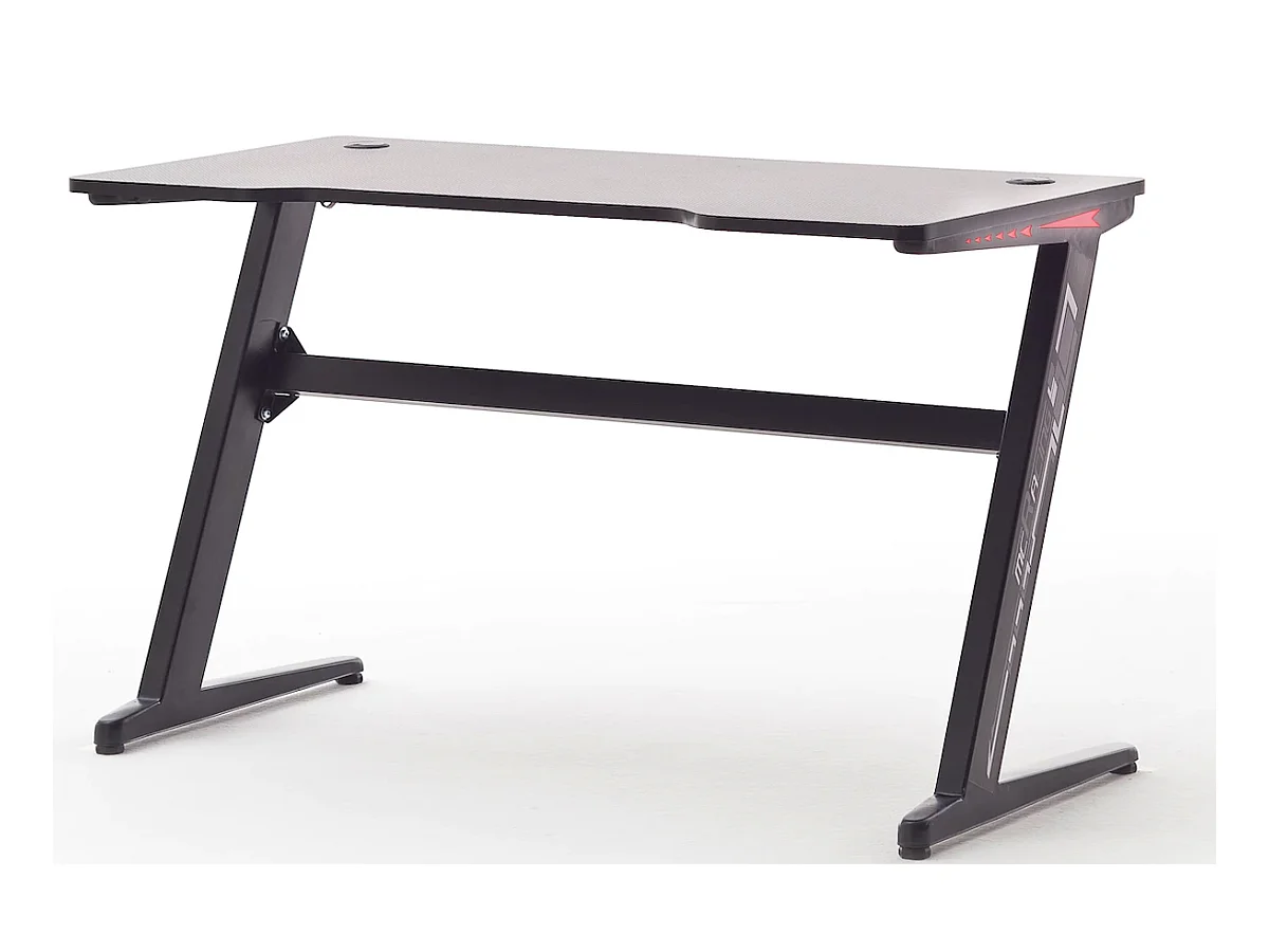 Bureau d'ordinateur / table de jeu aspect carbone en métal + LED - Longueur 120 x Hauteur 73 x Profondeur 60 cm