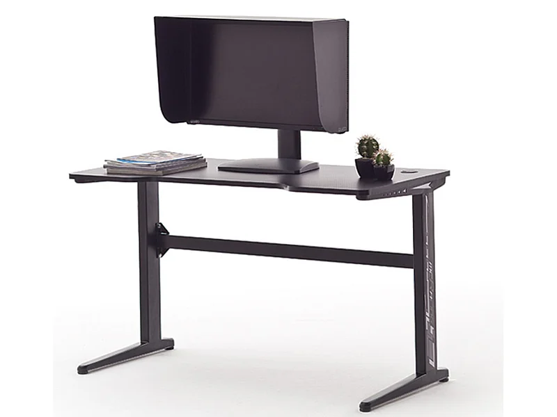 Bureau d'ordinateur avec LED coloris noir - Longueur 120 x Hauteur 73 x Profondeur 60 cm