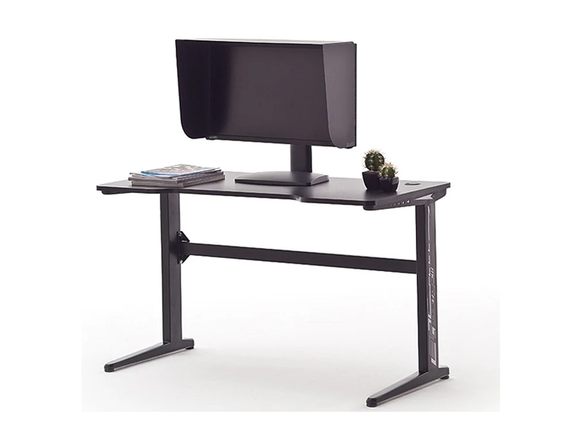Bureau d'ordinateur avec LED coloris noir - Longueur 120 x Hauteur 73 x Profondeur 60 cm