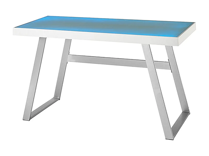 Bureau d'ordinateur coloris satiné avec éclairage LED - Longueur 140 x Hauteur 75 x Profondeur 60 cm