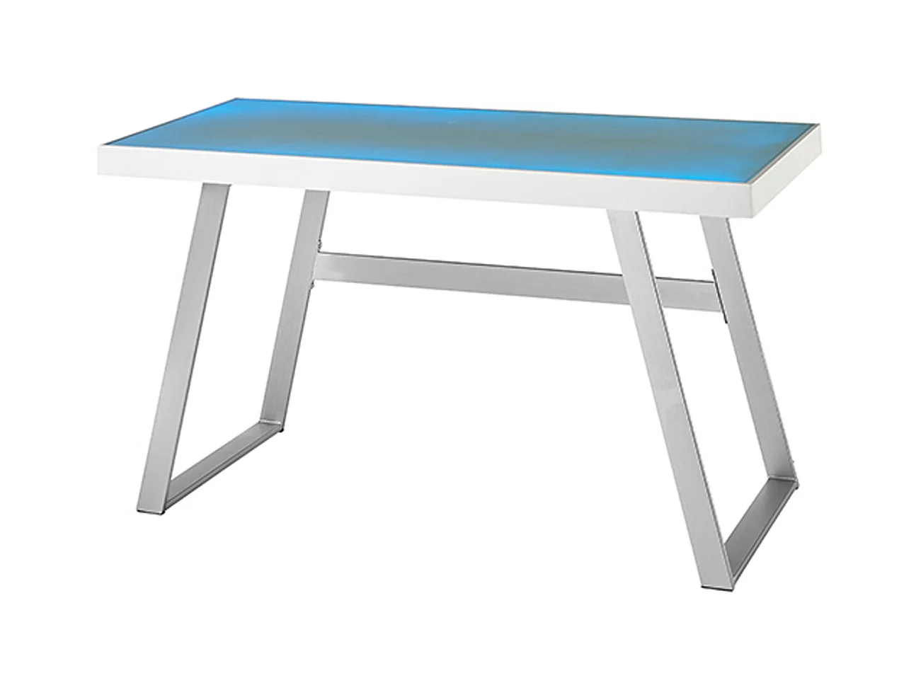 Bureau d'ordinateur coloris satiné avec éclairage LED - Longueur 140 x Hauteur 75 x Profondeur 60 cm