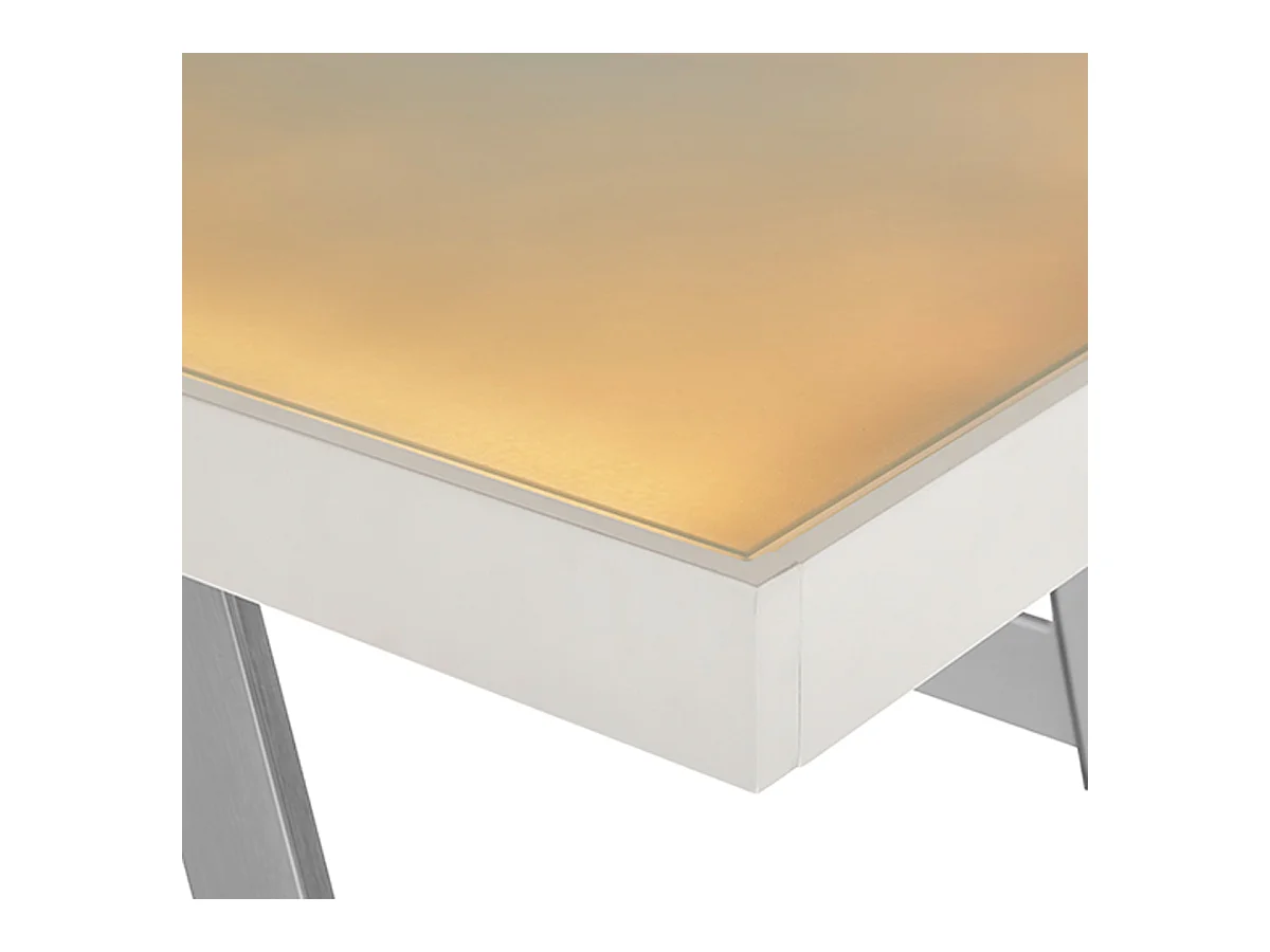 Bureau d'ordinateur coloris satiné avec éclairage LED - Longueur 140 x Hauteur 75 x Profondeur 60 cm