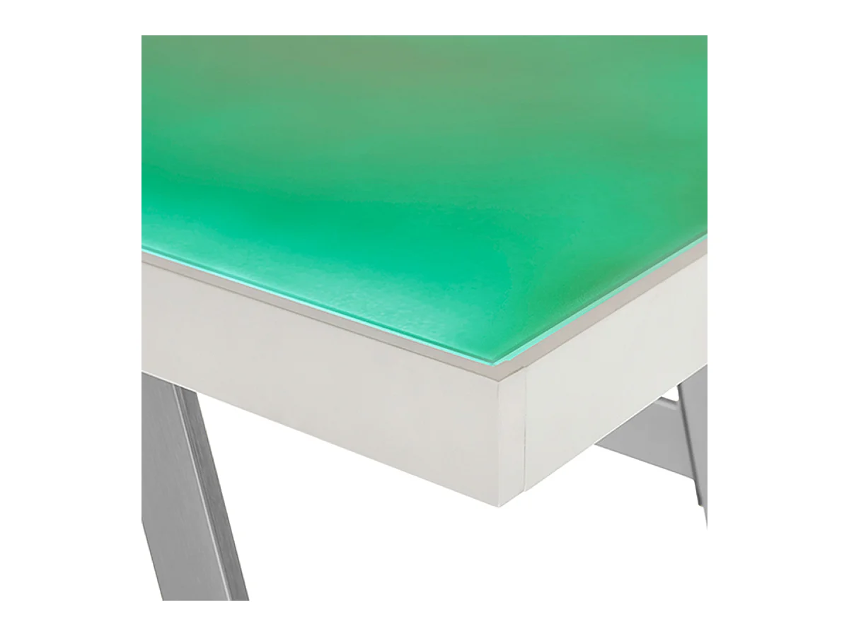 Bureau d'ordinateur coloris satiné avec éclairage LED - Longueur 140 x Hauteur 75 x Profondeur 60 cm