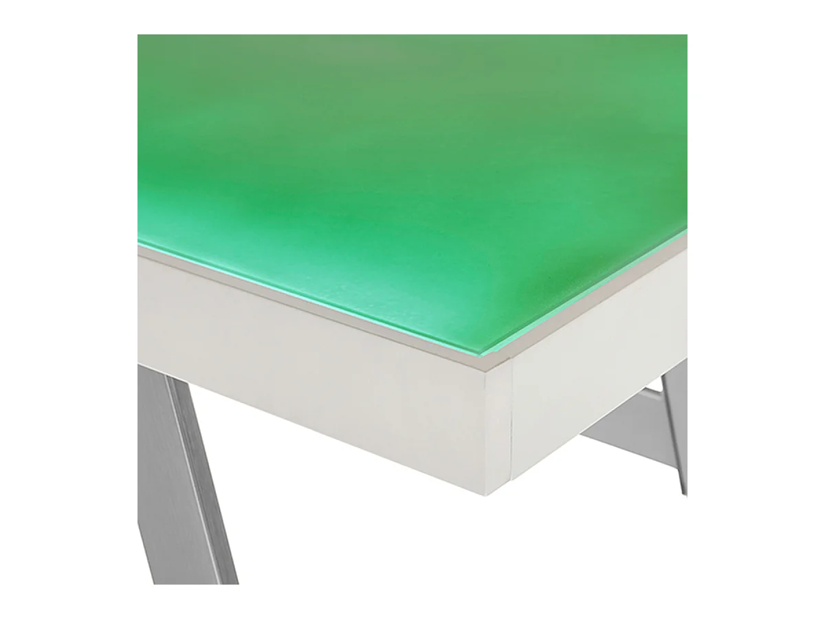 Bureau d'ordinateur coloris satiné avec éclairage LED - Longueur 140 x Hauteur 75 x Profondeur 60 cm