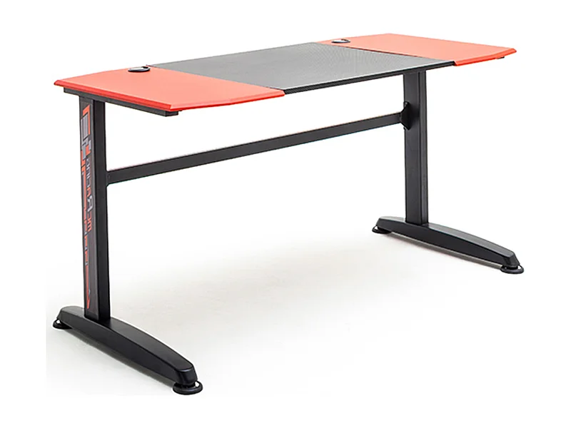 Bureau d'ordinateur / Table de jeu coloris noir et rouge - Longueur 140 x Hauteur 72 x Profondeur 65 cm
